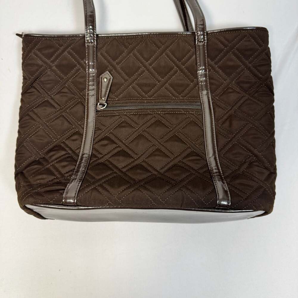 Vera Bradley Espresso Brown Quilted Microfiber Tote with Patent Leather Trim - Picture 4 of 8